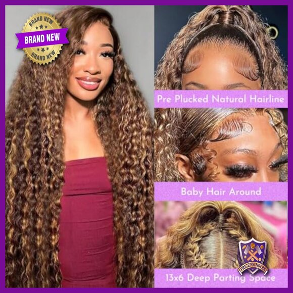30 Inch 13x6 Deep Wave Lace Front Wig Human Hair 220 Density  display picture 1
